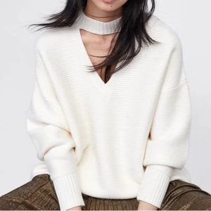 Zara KNIT Choker Neck Oversized Sweater Sz M